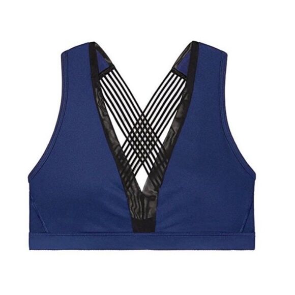 VS Sport Blue and Black V-Neck Sports Bra Size XS - Picture 3 of 9